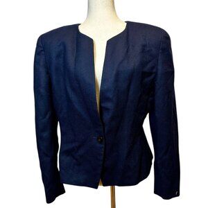 Christian Dior Vintage Wool Blazer Navy One Button Minimalist Couture Jacket 14